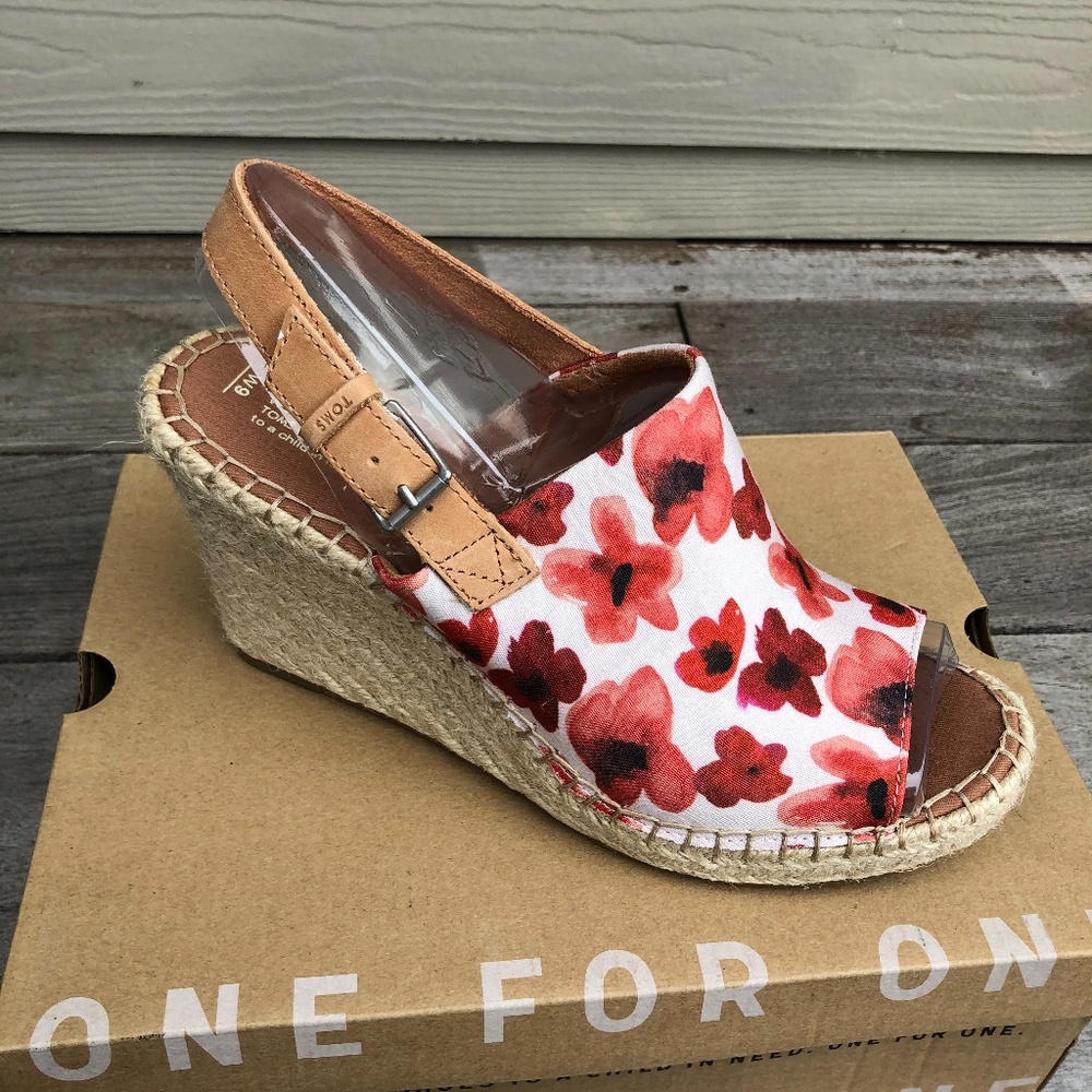 TOMS Monica Poppy Watercolor Platform Wedge - Picture 4 of 6